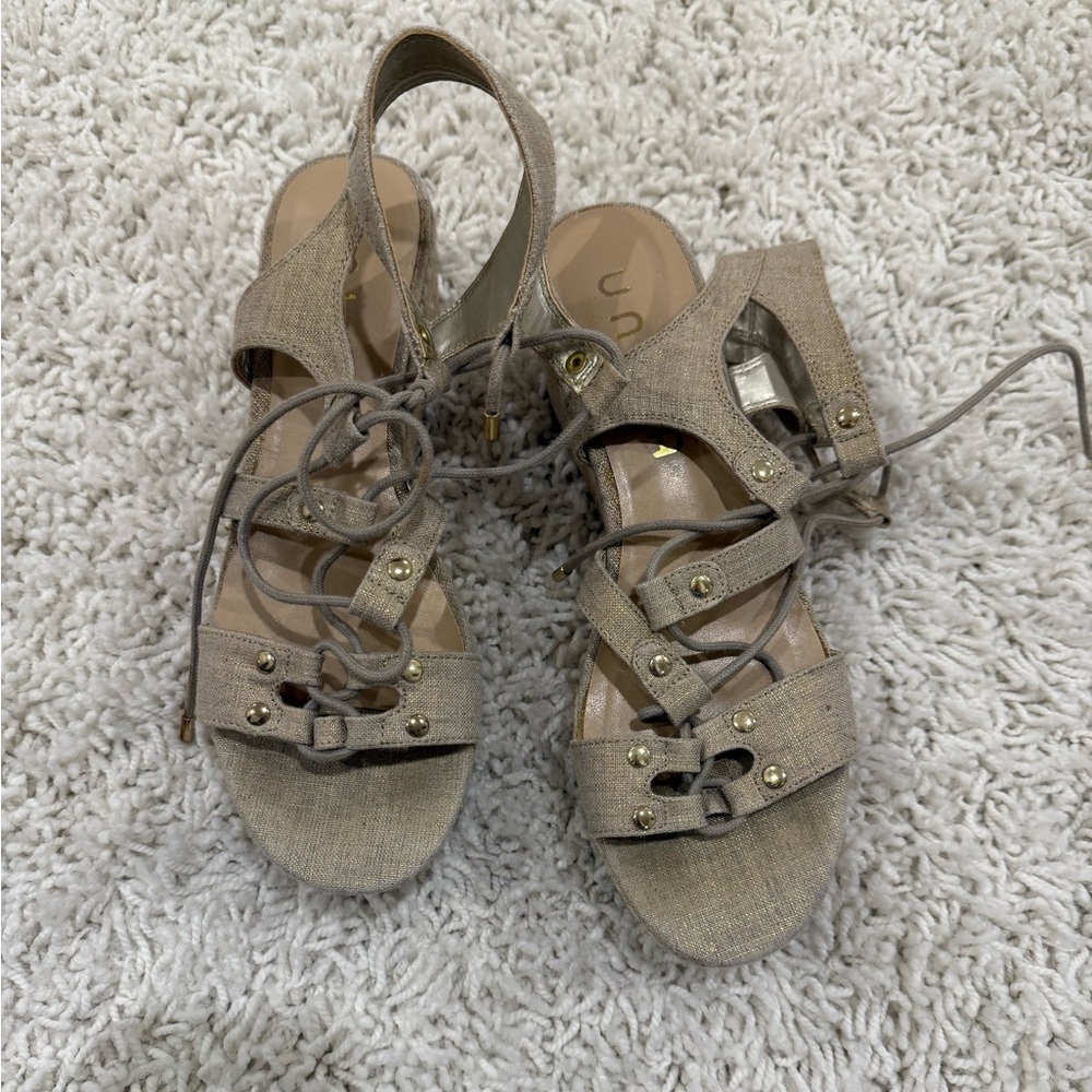 Unisa Beige Lace-Up Sandals